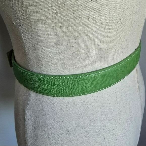 LEN L.E.N. Lifestyle Epsom Leather Apple Green Pebbled Women Belt SZ 8 10 Preppy main image 11